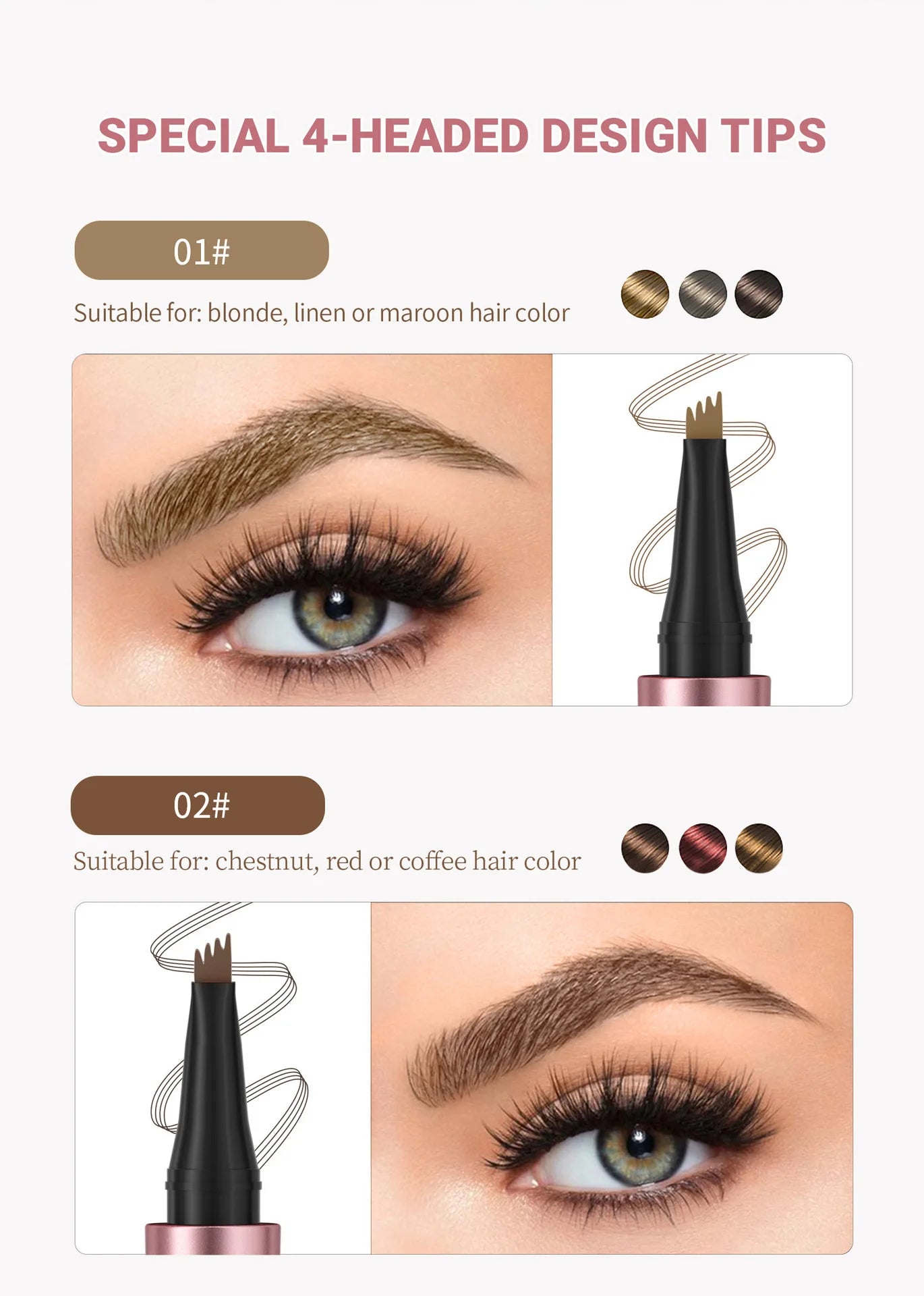 QIC Four Claw Liquid Eyebrow Pen Waterproof Brow Enhancer