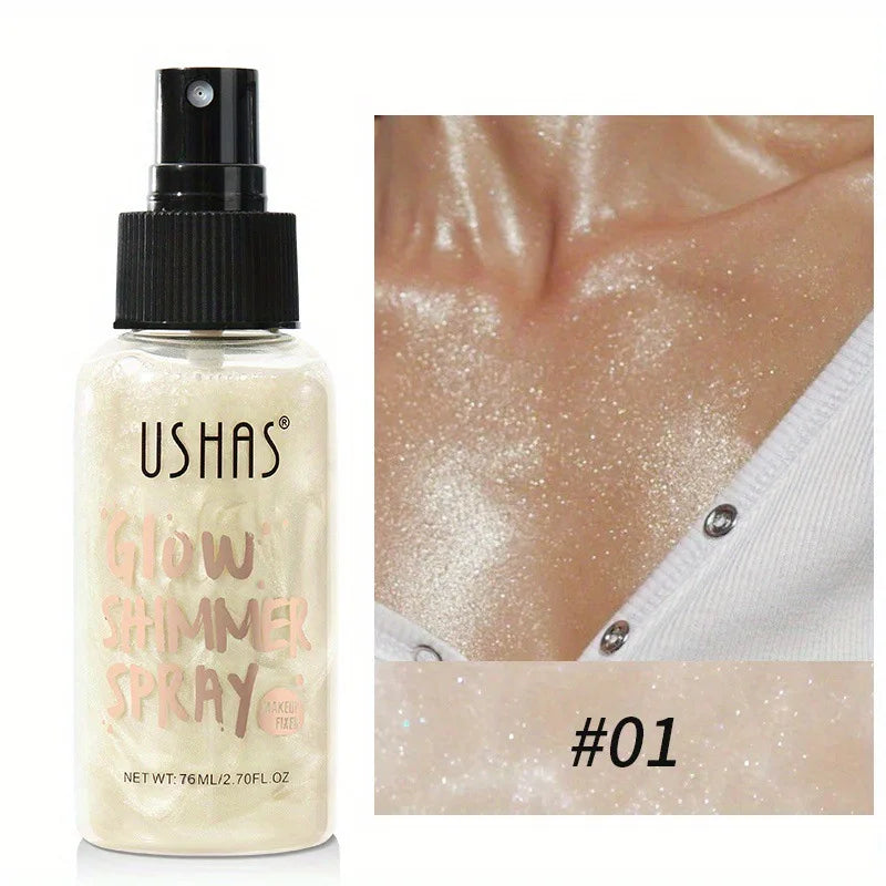 USHAS Glow Shimmer Spray Liquid Highlighter for Face & Body