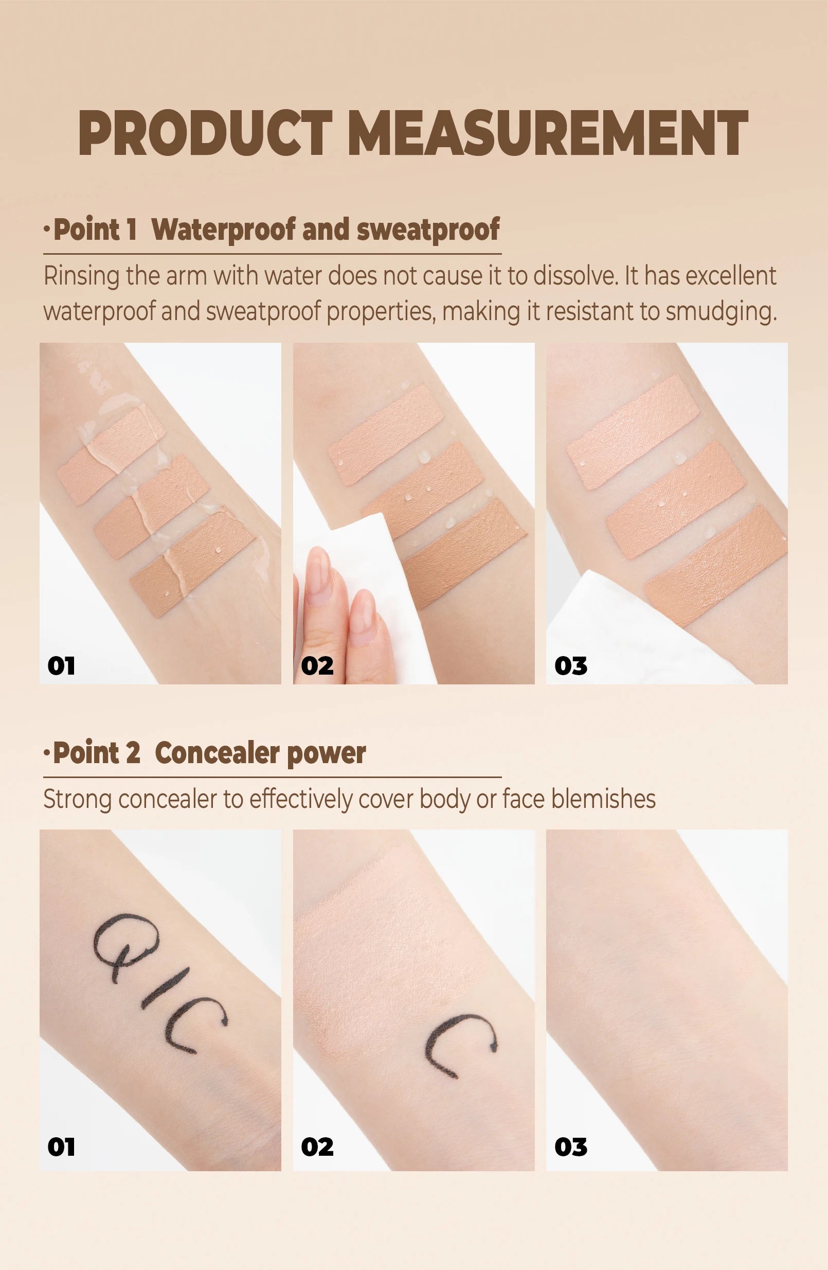 QIC Waterproof Full Coverage Concealer for Tattoos & Scars