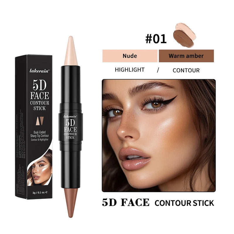 Lakerain 5D Dual-Ended Contour & Highlighter Stick for Face Definition