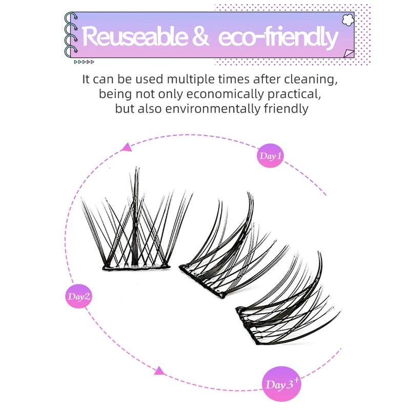 Yelix Large Capacity Self-Adhesive Eyelashes No Glue Fake Lashes Extensions Reusable for Makeup Soft Mink Eyelashes