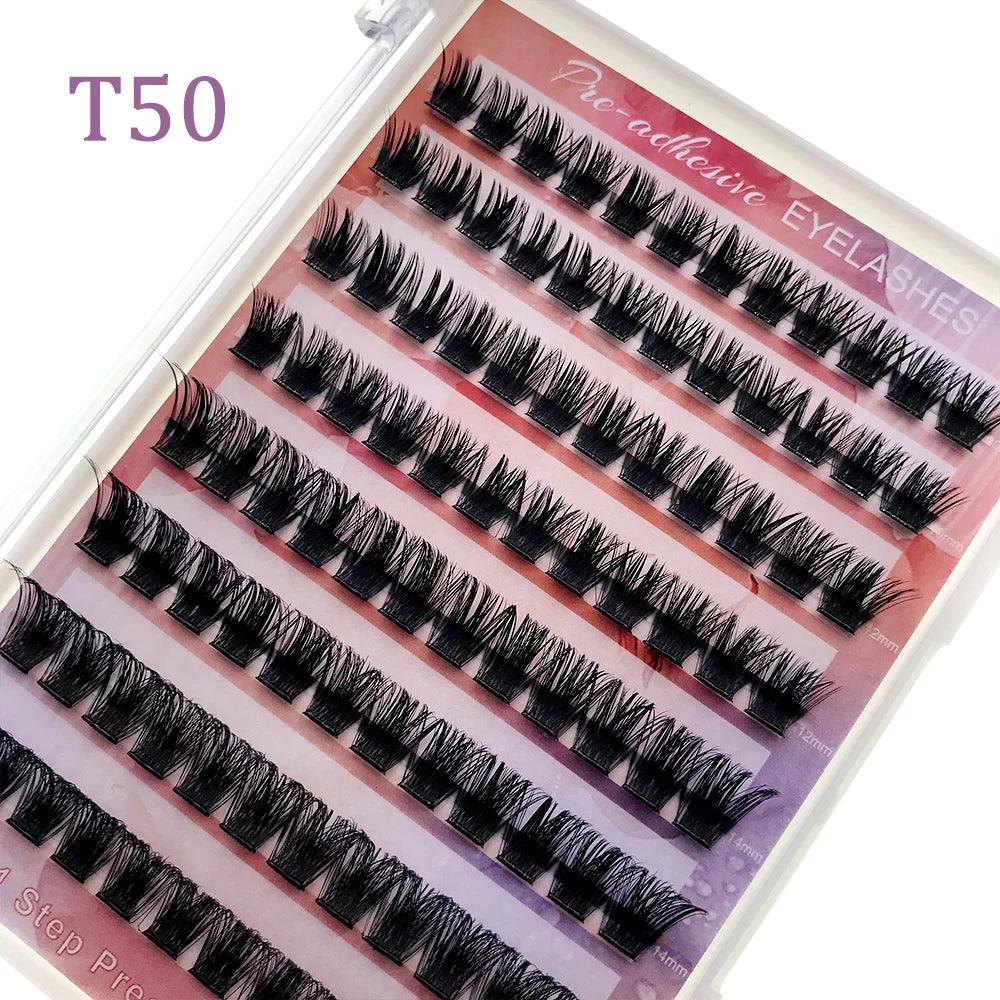 HOLLYLASH Self Adhesive Cluster Lashes Press on Pre Glued Eyelashes Volume Soft No Glue Needed Eyelash Extension Makeup Tools