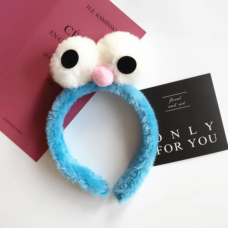 Cartoon Cute Headband New Plush Big Eyes Headband Women's Face Wash Headband Children's Headwear