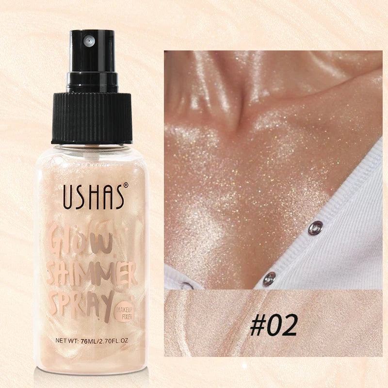 USHAS Glow Shimmer Spray Liquid Highlighter for Face & Body