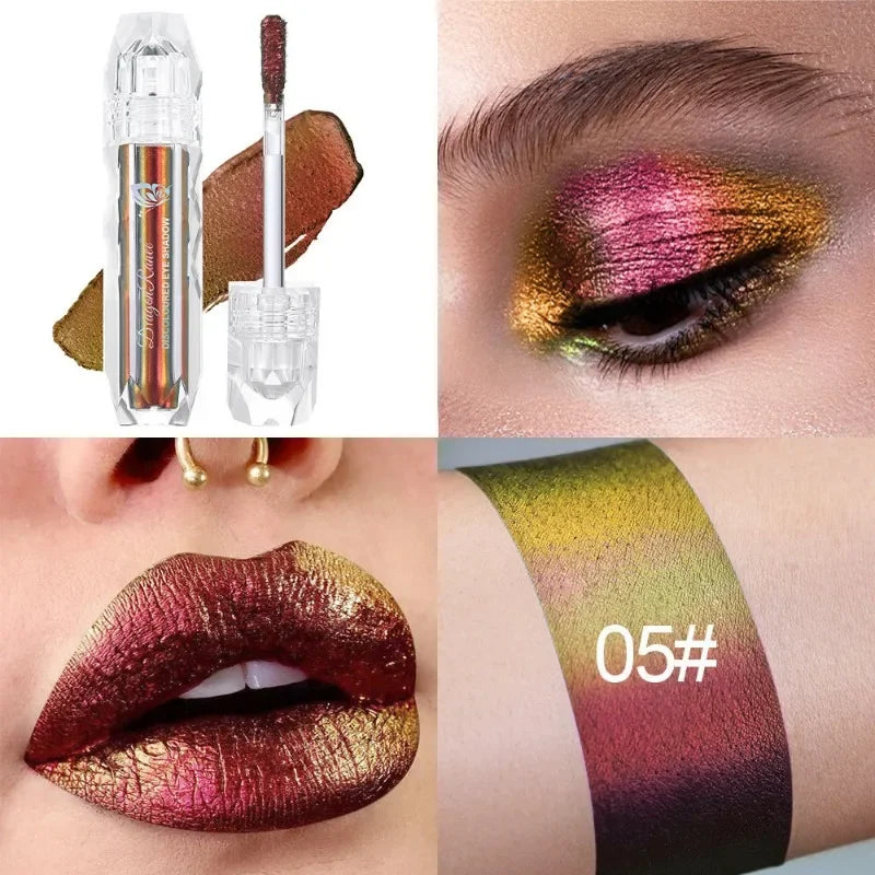 Chameleon Liquid Eyeshadow Metal Chameleon Makeup Lipgloss Shimmer Pigment Glitter Eye Shadow Lipstick Shine Diamond Eyeshadow