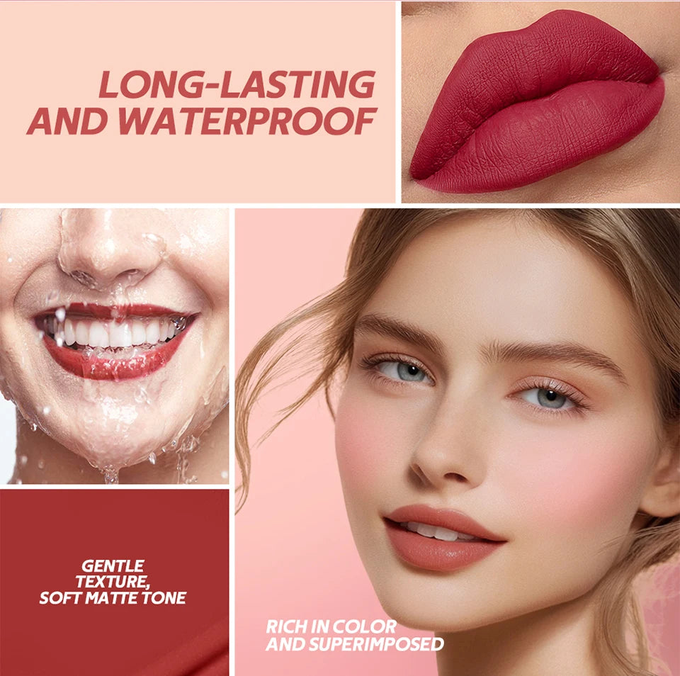 Lakerain Waterproof Teddy Lip Gloss Velvet Matte Lip Mud Long-lasting Coloring Lipstick Light Non-transfer Lip Glaze Face Makeup