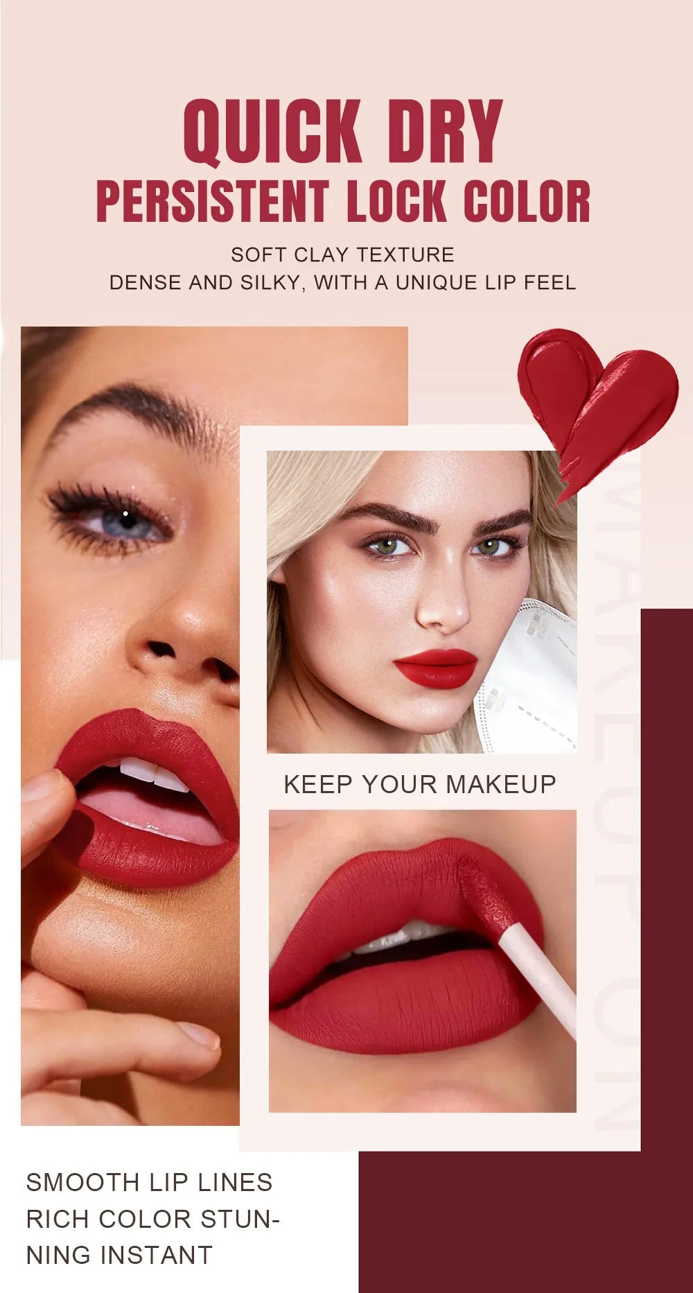 6Colors Waterproof Liquid Lipstick Matte Velvet Clay Texture Lip Gloss Bohemian Style Earth Brown Lasting Non Stick Cup Makeup
