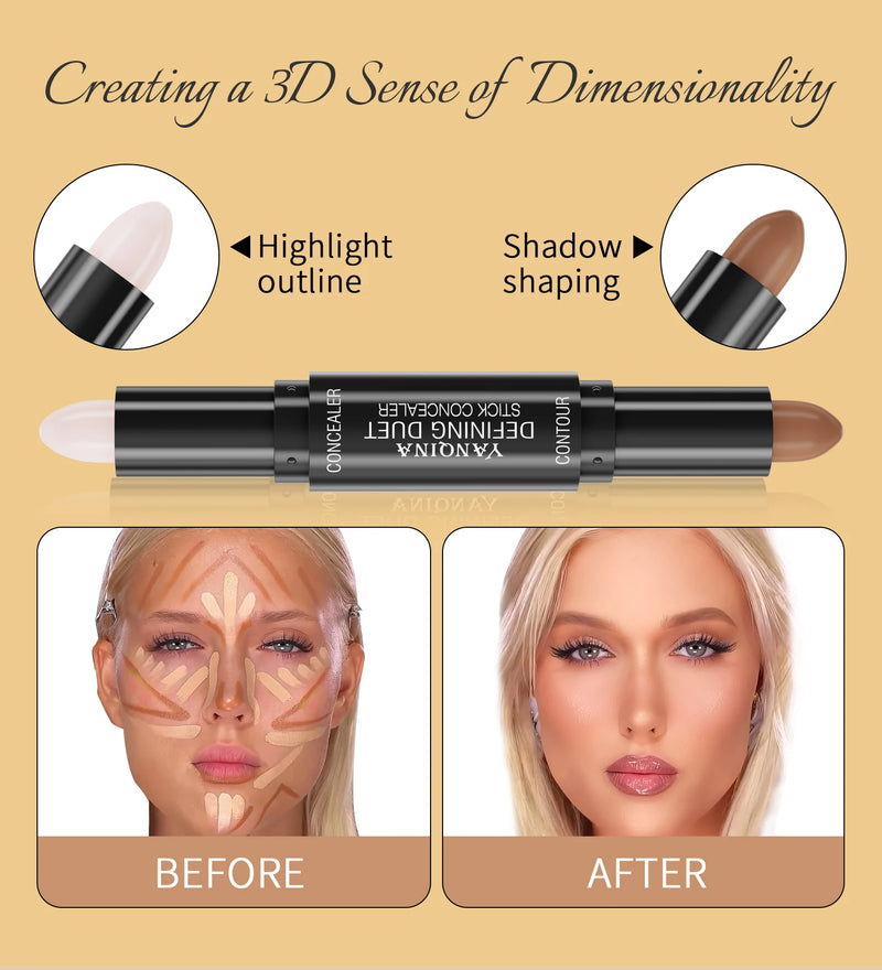 YANQINA Double-Ended Contour Stick Duo for Highlighting & Sculpting