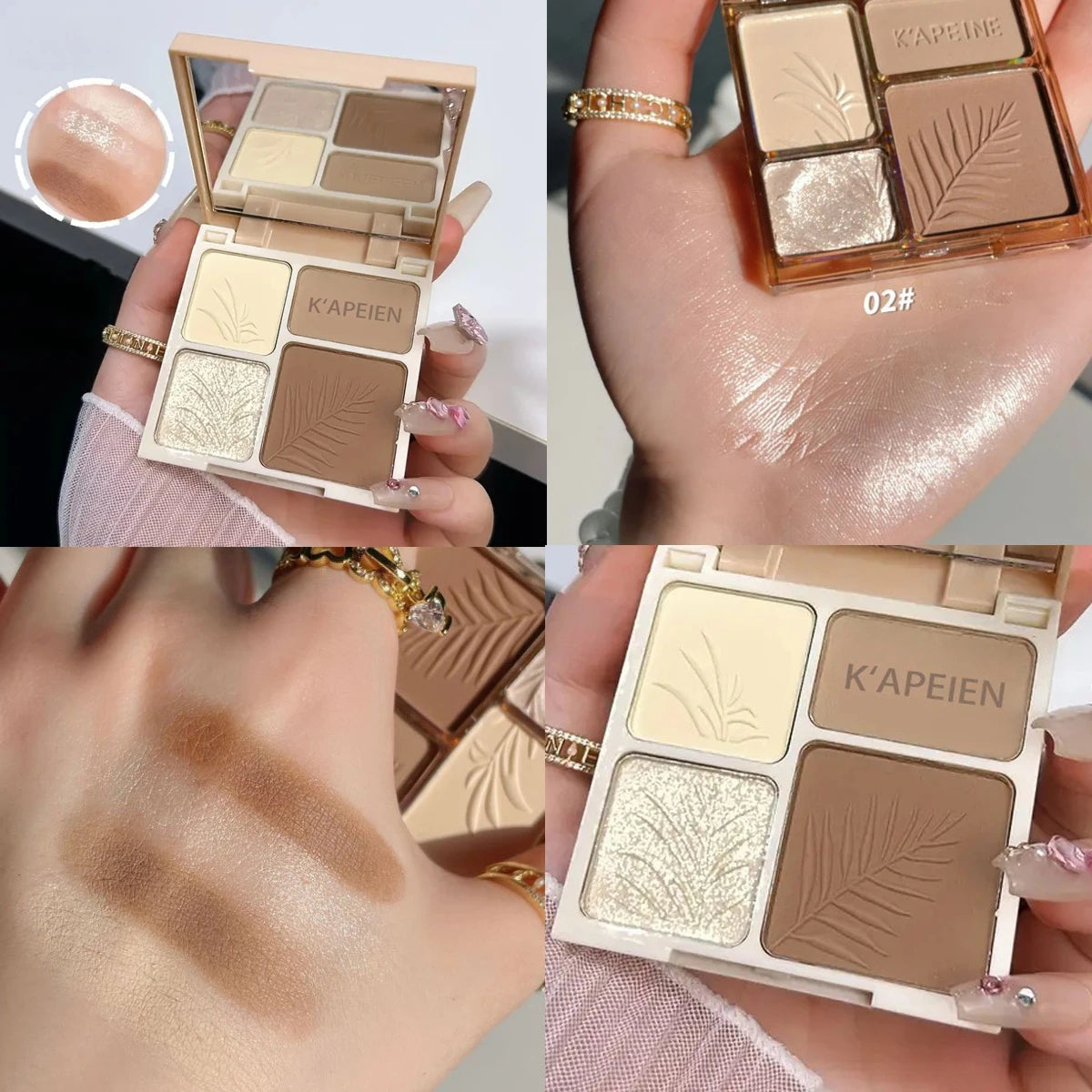 MUGELEEN 4 Color Contour Highlighter Makeup Palette