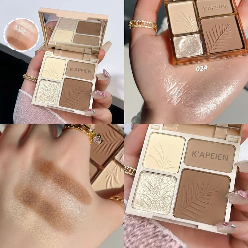 MUGELEEN 4 Color Contour Highlighter Makeup Palette