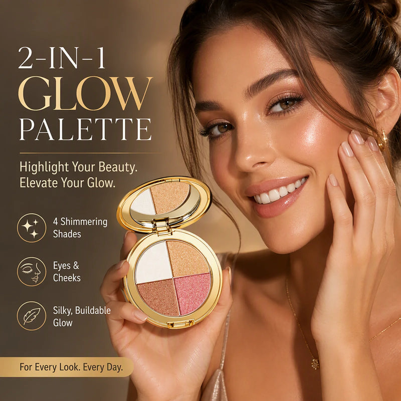 Zephoco 4 Color Highlight Eye and Cheek Makeup Palette