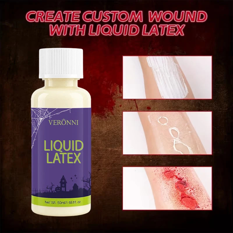 2pcs Liquid Latex SFX Makeup, Kit Realistic Fake Skin, Scar Wounds Old Age Skin, Halloween Wrinkles Cut Burning Decay Peeling