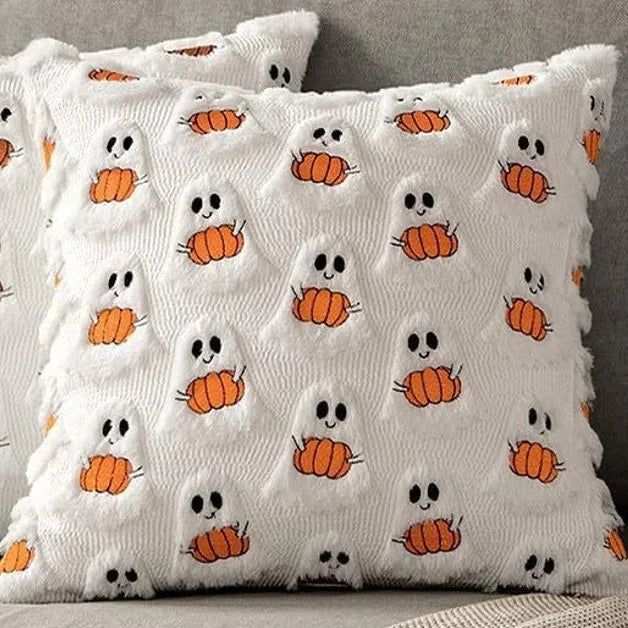 Halloween Pillow Covers,45x45,Decorative Pumpkin Pattern Pillowcase Soft Plush Faux Wool Cushions for Home Sofa Couch