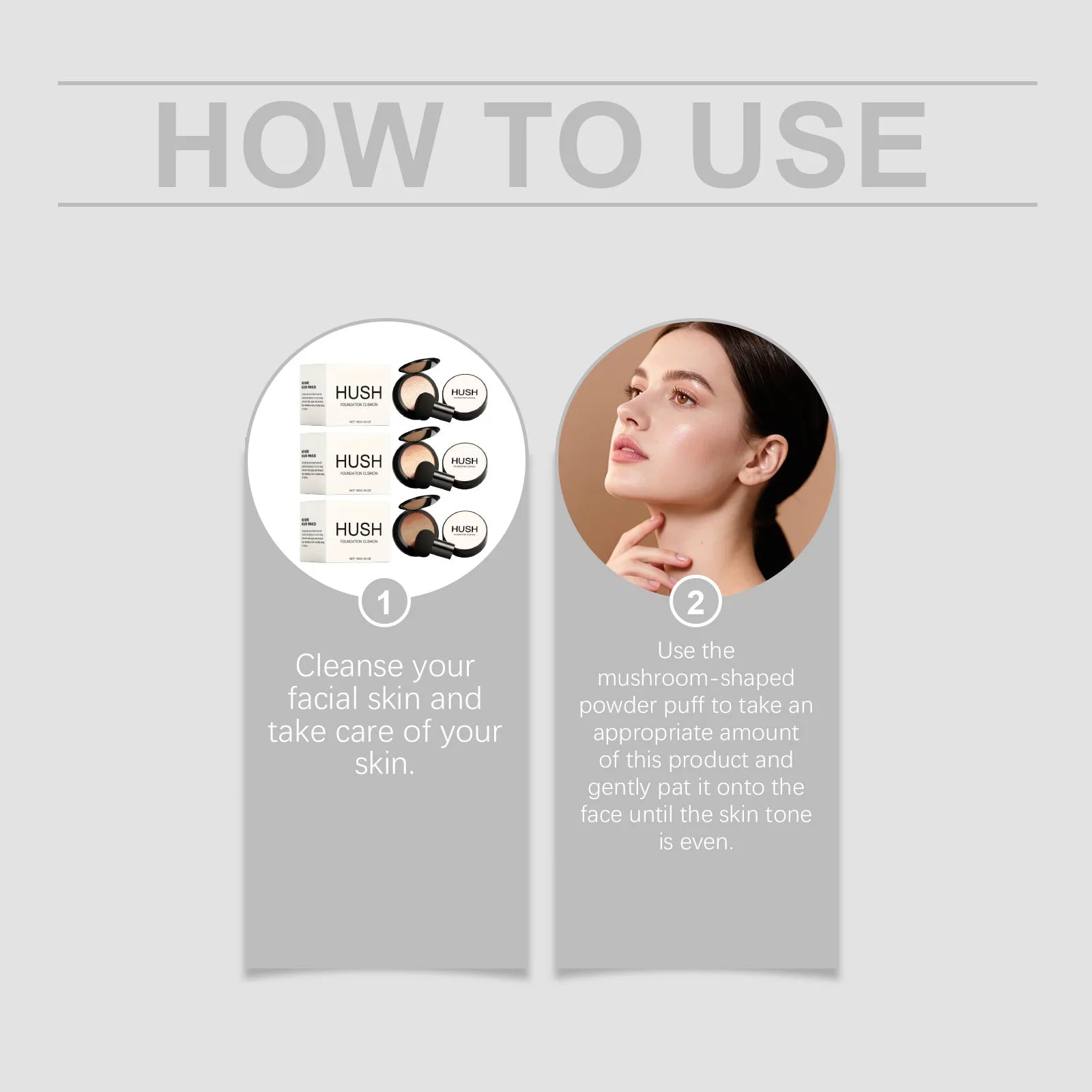 HUSH Air Cushion BB Cream Foundation with Mushroom Puff