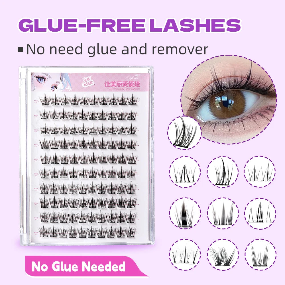 Yelix Large Capacity Self-Adhesive Eyelashes No Glue Fake Lashes Extensions Reusable for Makeup Soft Mink Eyelashes