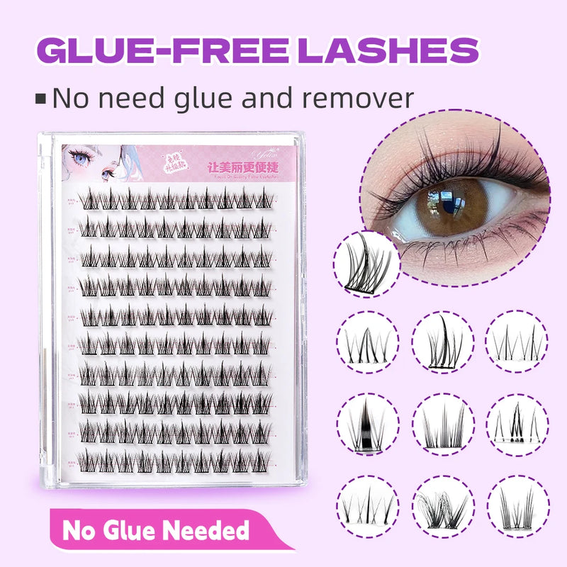 Yelix Large Capacity Self-Adhesive Eyelashes No Glue Fake Lashes Extensions Reusable for Makeup Soft Mink Eyelashes