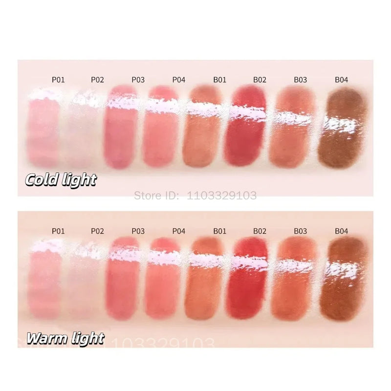FLORTTE Glass Sea Series Solid Lip Gloss Water Light Mirror Lip Glaze Moisturizing Long-lasting Lip Tint Lip Plumper Makeup