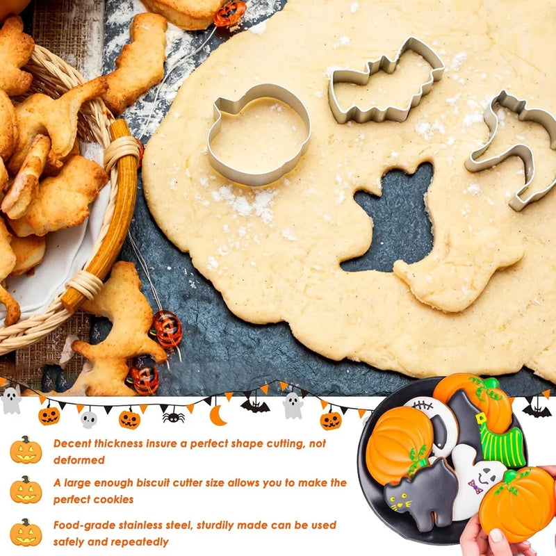 12PCS Halloween Cookie Molds Stainless Steel Cartoon Cookie Molds Bat Shape DIY Decorative Molds Baking Molds Kitchen BakingTooL