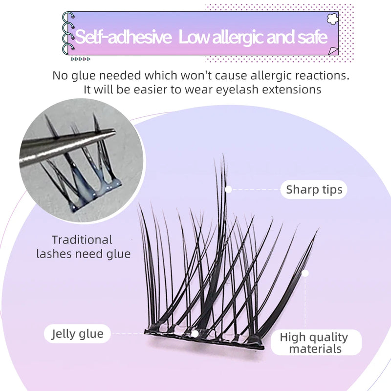 Yelix Large Capacity Self-Adhesive Eyelashes No Glue Fake Lashes Extensions Reusable for Makeup Soft Mink Eyelashes