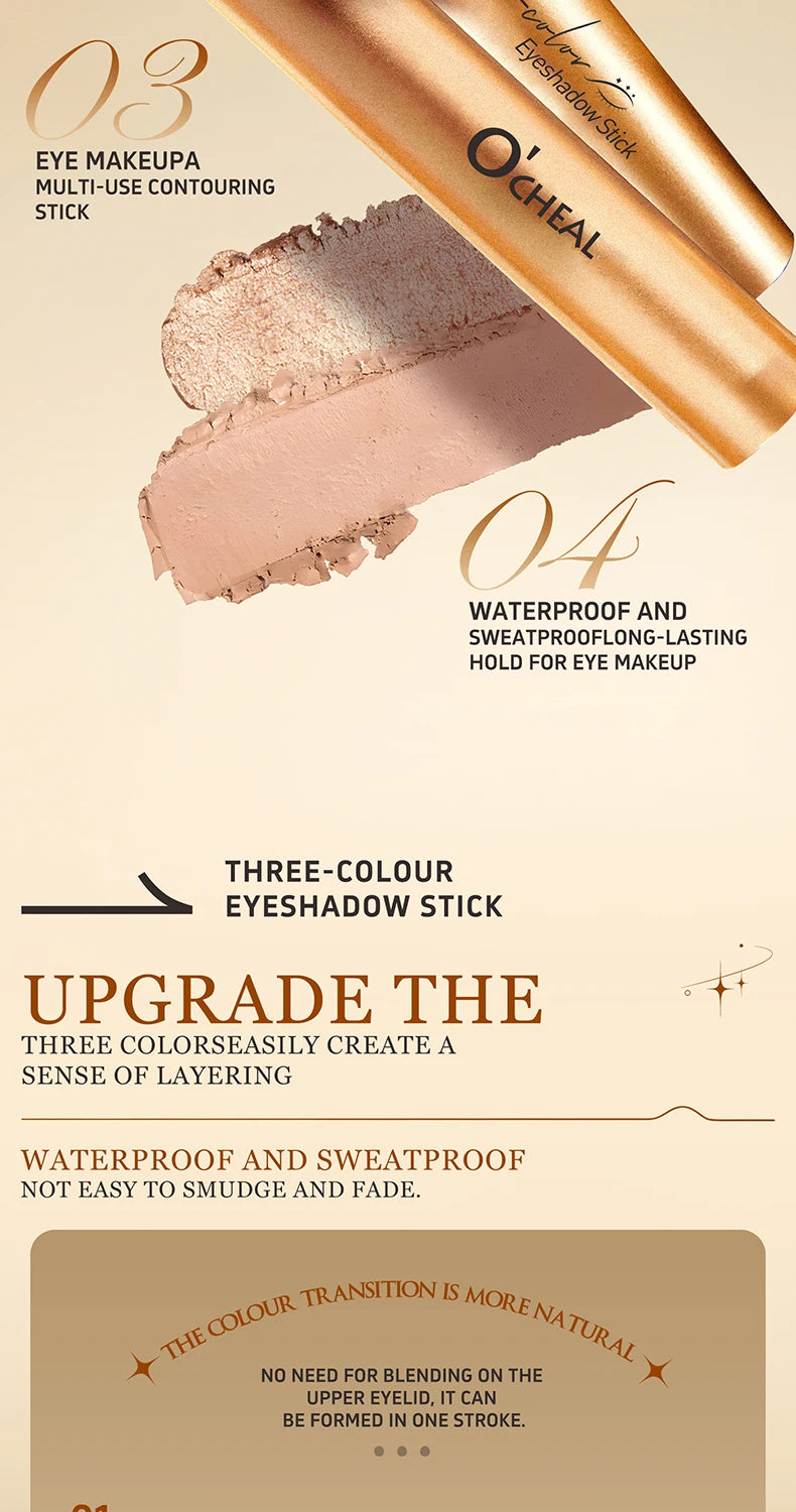 O'CHEAL Three Color Gradient Eye Shadow Stick