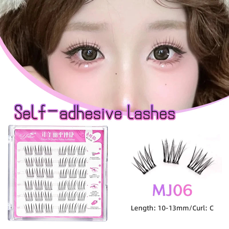 Yelix Large Capacity Self-Adhesive Eyelashes No Glue Fake Lashes Extensions Reusable for Makeup Soft Mink Eyelashes