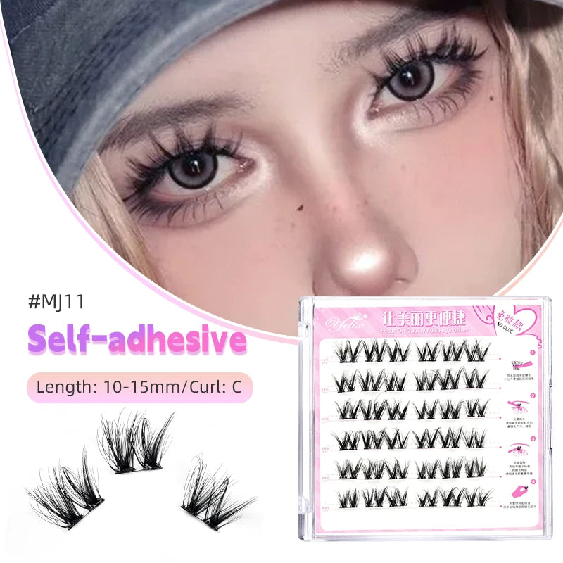 Yelix Large Capacity Self-Adhesive Eyelashes No Glue Fake Lashes Extensions Reusable for Makeup Soft Mink Eyelashes