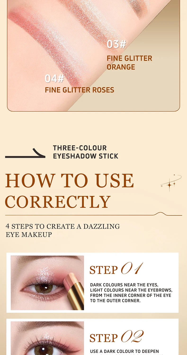 O'CHEAL Three Color Gradient Eye Shadow Stick