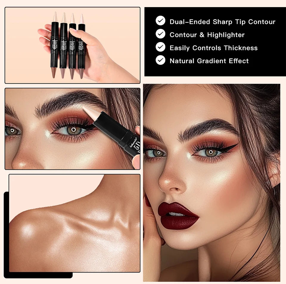Lakerain 5D Dual-Ended Contour & Highlighter Stick for Face Definition