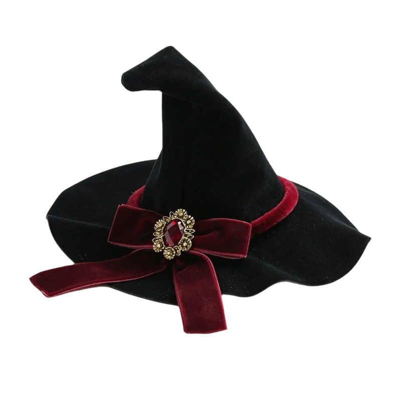 Flower Witch Hat Hair Clip Skull Spider Gothic Style Halloween Hair Clip Headdress Dark Black Witch Hairpins Cosplay