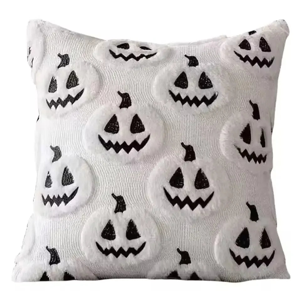 Halloween Pillow Covers,45x45,Decorative Pumpkin Pattern Pillowcase Soft Plush Faux Wool Cushions for Home Sofa Couch
