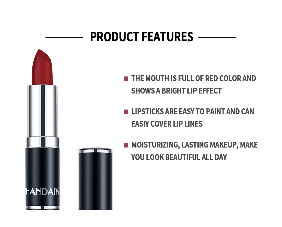 HANDAIYAN 12 Colors Matte Lipstick Long Lasting Velvet Lip Tint Waterproof 24 Hours Red Lip Gloss Cosmetics Make Up