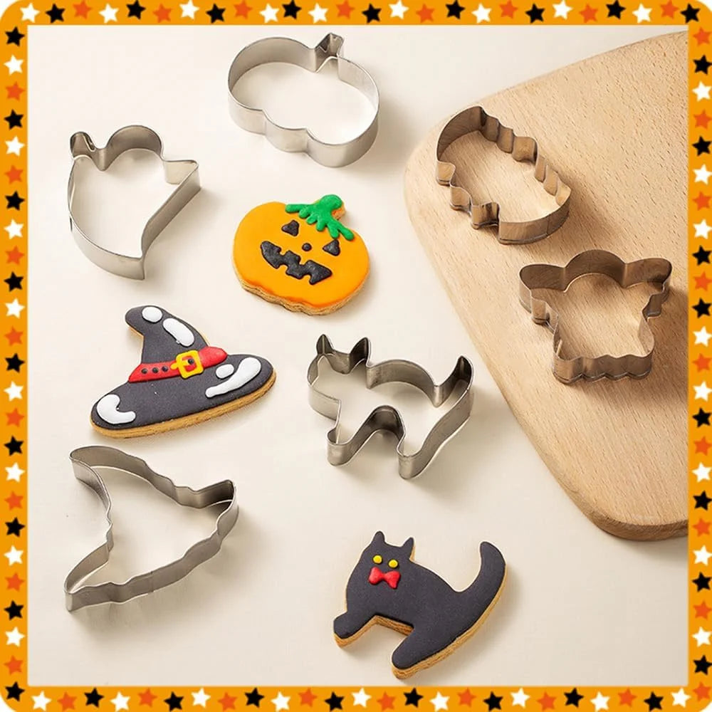 12PCS Halloween Cookie Molds Stainless Steel Cartoon Cookie Molds Bat Shape DIY Decorative Molds Baking Molds Kitchen BakingTooL
