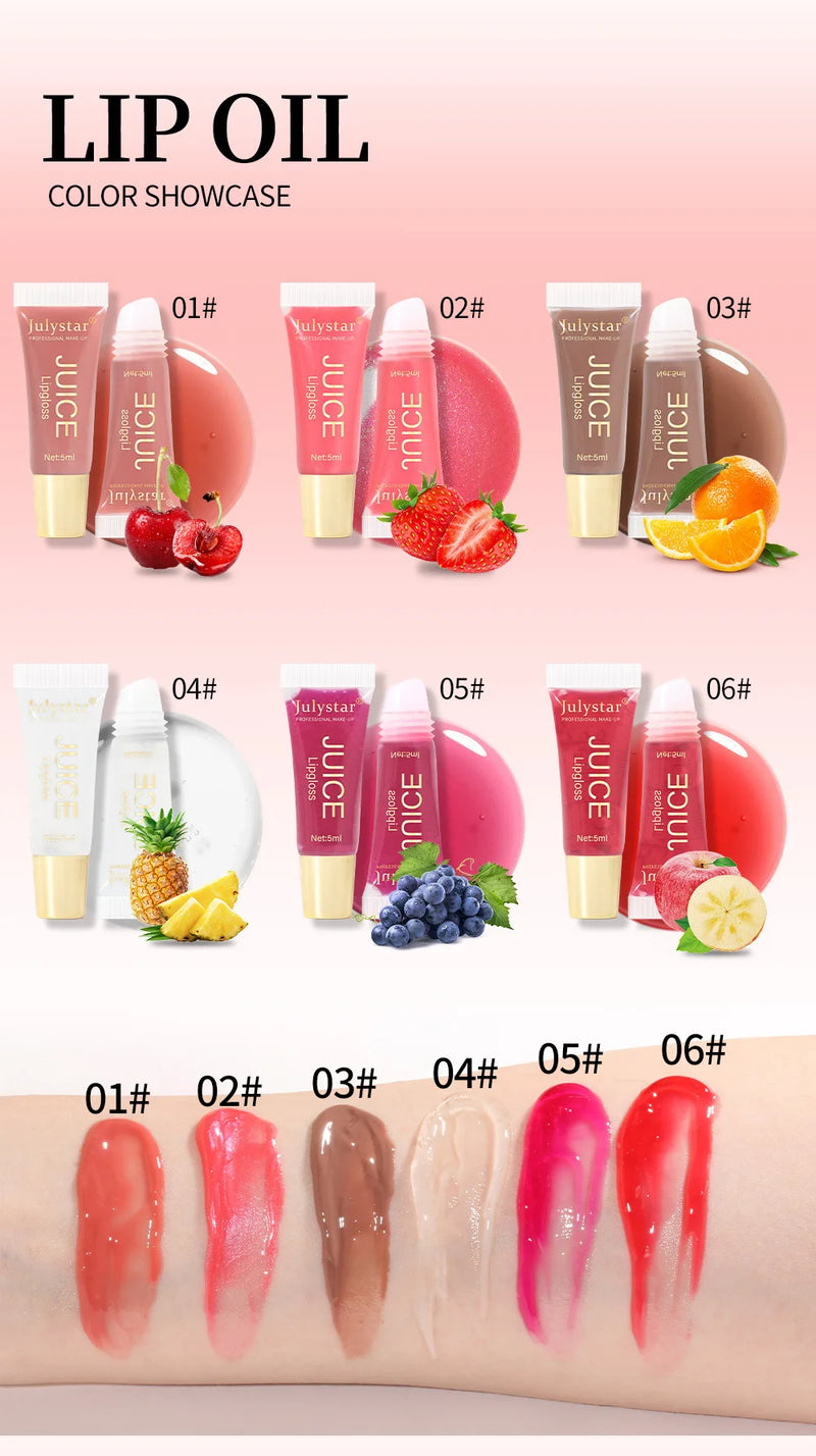 Nude Brown Plumping Lip Gloss Moisturising Fruit Lip Oil Transparent Fullness Lips Tint Soft Tube Makeup Applicator Beauty Care