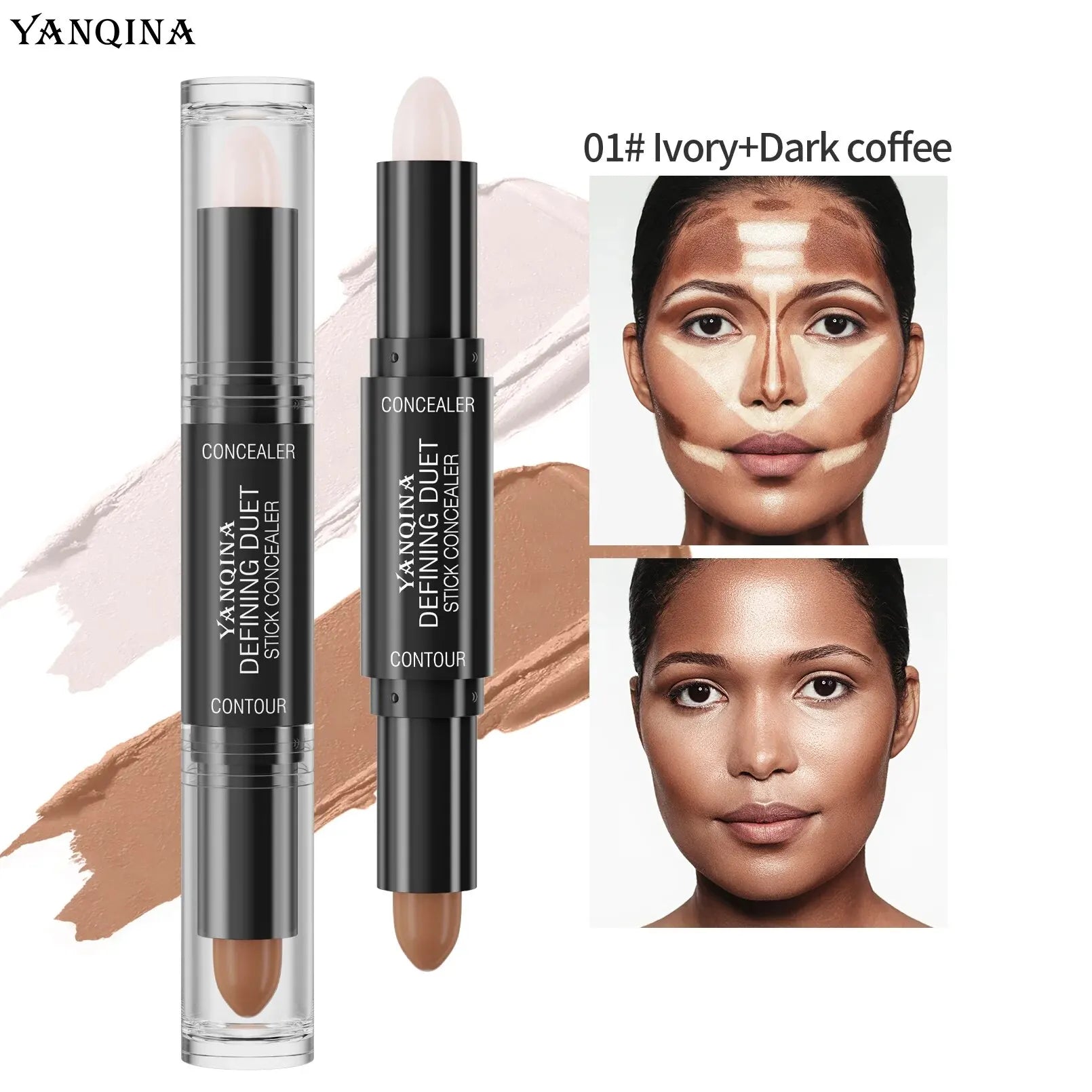YANQINA Double-Ended Contour Stick Duo for Highlighting & Sculpting