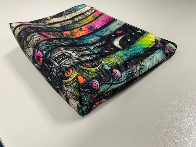 1pc Retro Witch Gothic Resin Makeup Bag with Safety Zipper - Vintage Purple Raven & Ornate Frame Design