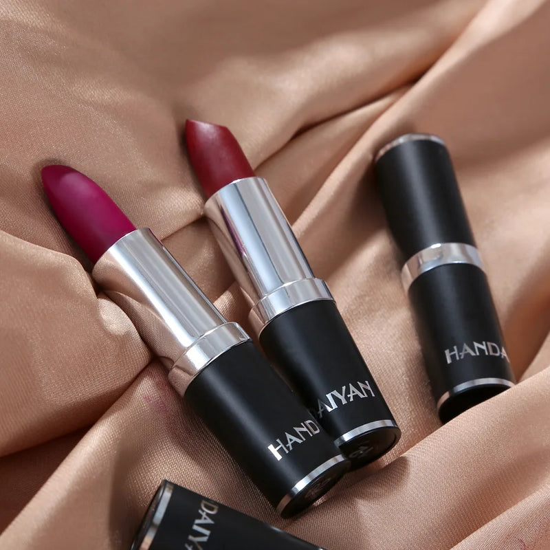 HANDAIYAN 12 Colors Matte Lipstick Long Lasting Velvet Lip Tint Waterproof 24 Hours Red Lip Gloss Cosmetics Make Up