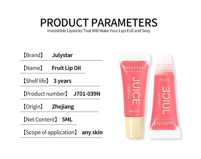 Nude Brown Plumping Lip Gloss Moisturising Fruit Lip Oil Transparent Fullness Lips Tint Soft Tube Makeup Applicator Beauty Care