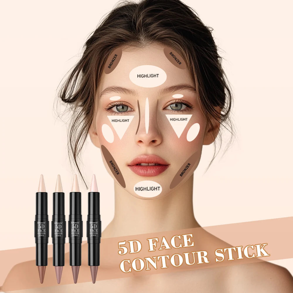 Lakerain 5D Dual-Ended Contour & Highlighter Stick for Face Definition