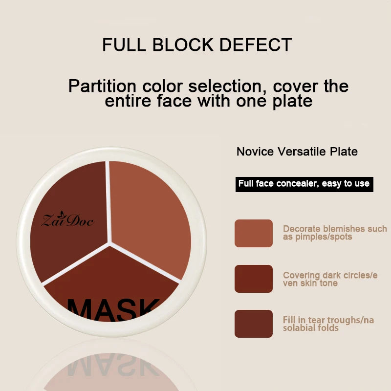 ZaiDoc 3-Color Full Coverage Cream Concealer Palette