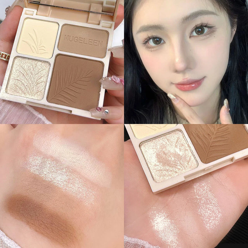 MUGELEEN 4 Color Contour Highlighter Makeup Palette