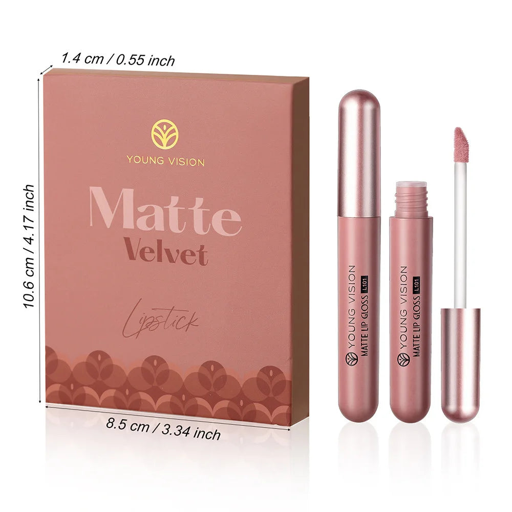 6Pcs/8Pcs Matte Color Lasting Lip Gloss Set Three-Dimensional Plastic Lips Waterproof Anti-Sweat Non-Stick Cup Lipstick Set