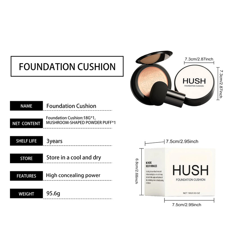 HUSH Air Cushion BB Cream Foundation with Mushroom Puff