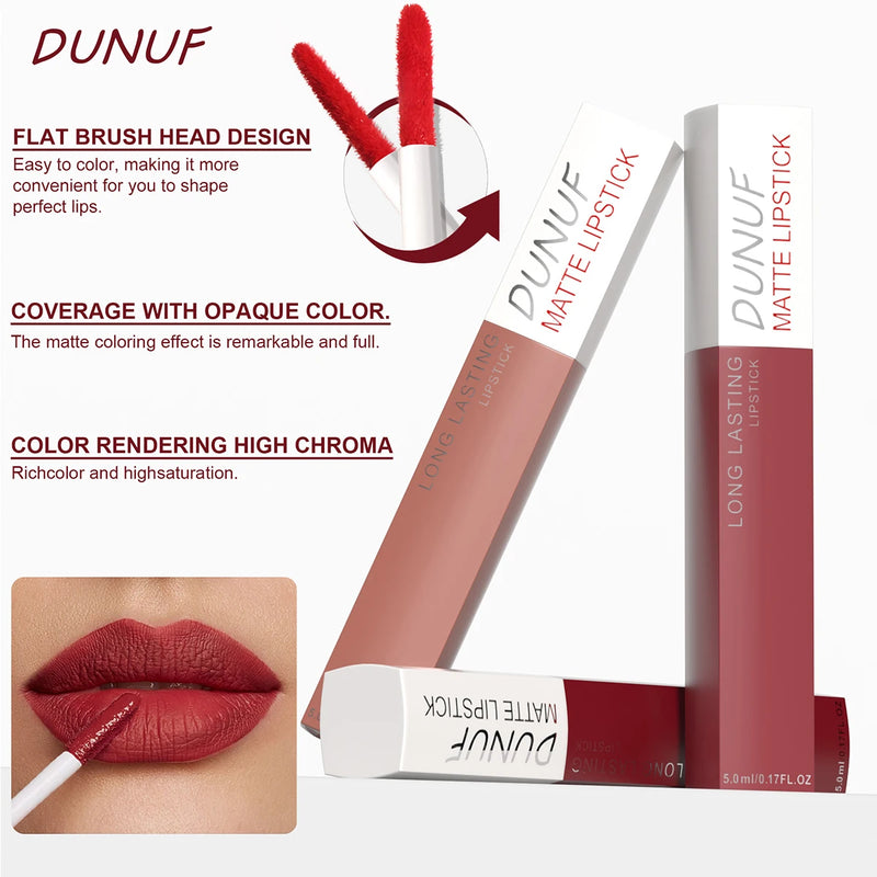 6Pcs/8Pcs Matte Color Lasting Lip Gloss Set Three-Dimensional Plastic Lips Waterproof Anti-Sweat Non-Stick Cup Lipstick Set