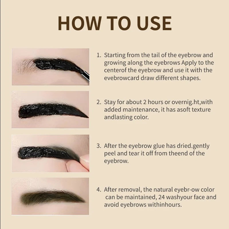 1/3pc Tattoo Peel Off Eyebrow Gel Tint, Semi Permanent Brow Tint, Waterproof, Transfer-proof,For Fuller & Defined Brows, Makeup
