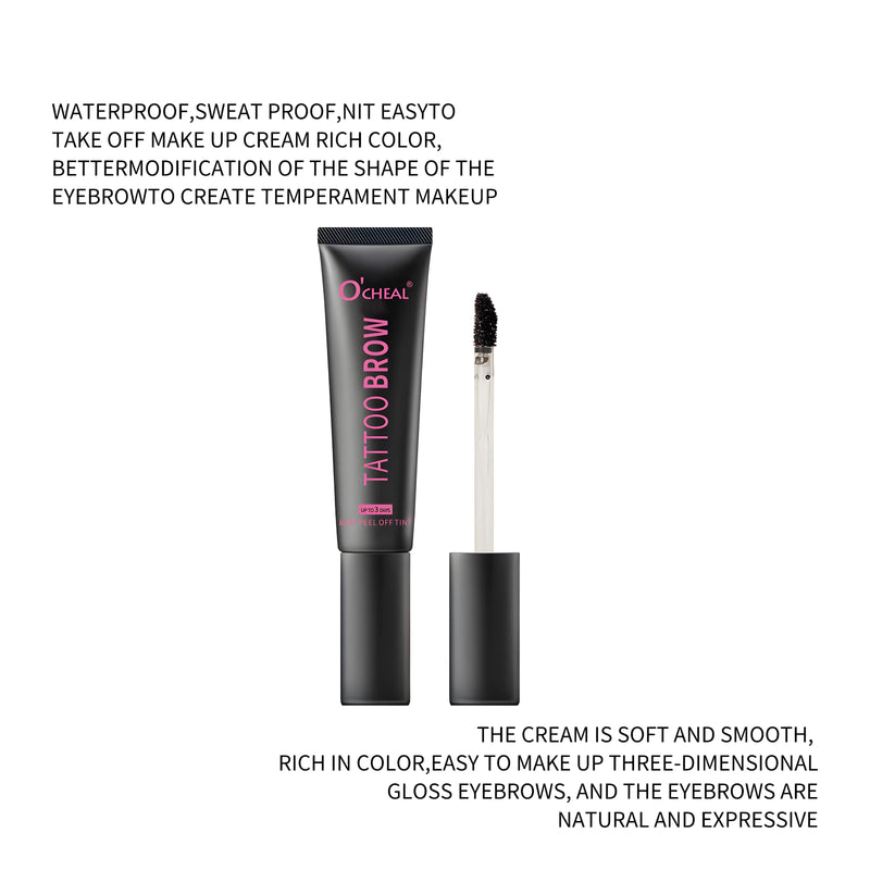 Waterproof Tattoo Brow Peel Off Tint with Stencils - Semi-Permanent Eyebrow Tint Lasts Up to 3 Days - Easy to Apply and Long-Las