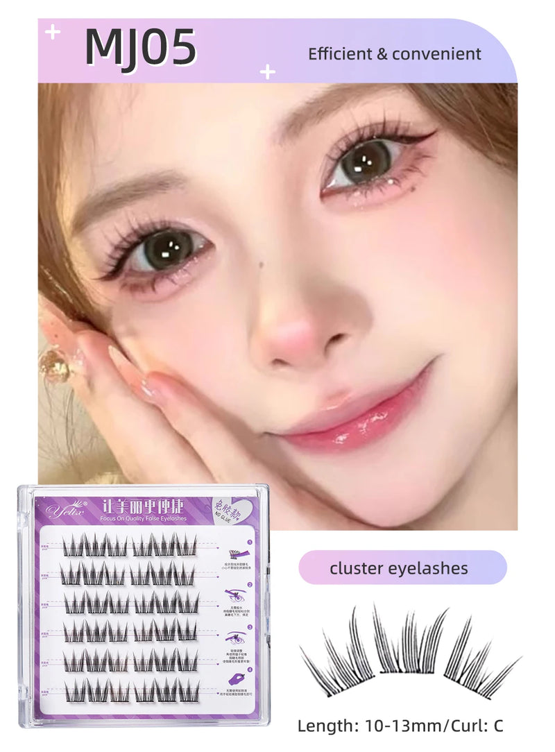 Yelix Large Capacity Self-Adhesive Eyelashes No Glue Fake Lashes Extensions Reusable for Makeup Soft Mink Eyelashes