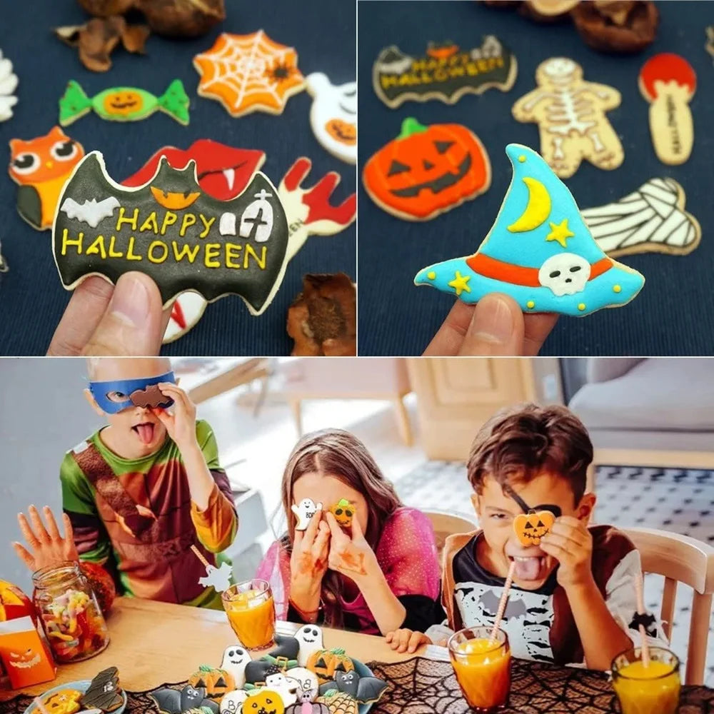 12PCS Halloween Cookie Molds Stainless Steel Cartoon Cookie Molds Bat Shape DIY Decorative Molds Baking Molds Kitchen BakingTooL