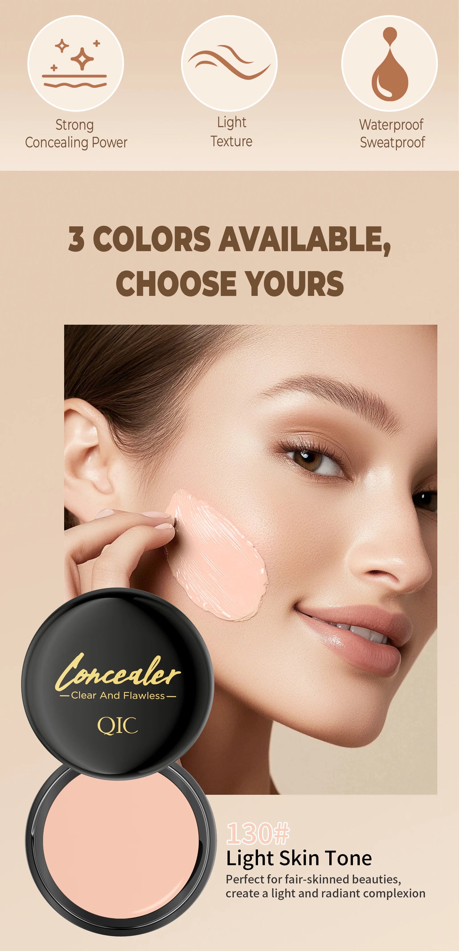 QIC Waterproof Full Coverage Concealer for Tattoos & Scars