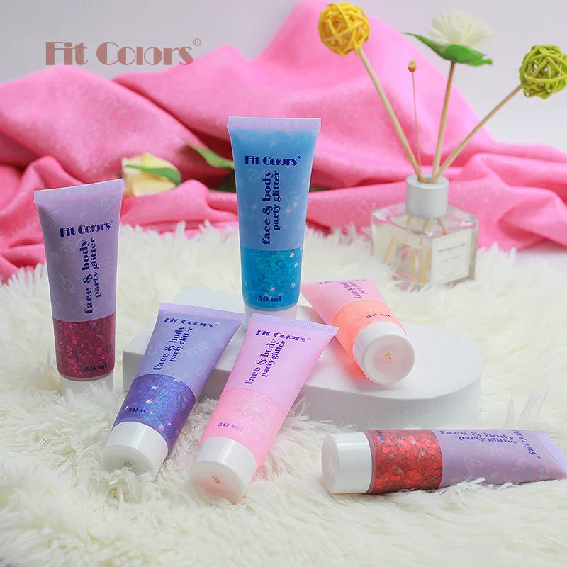 20 Colors Body Glitter Gel Mermaid's Scale Chunky Glitter Sequins Gel  for Face Body Hair Nail Christmas and Party
