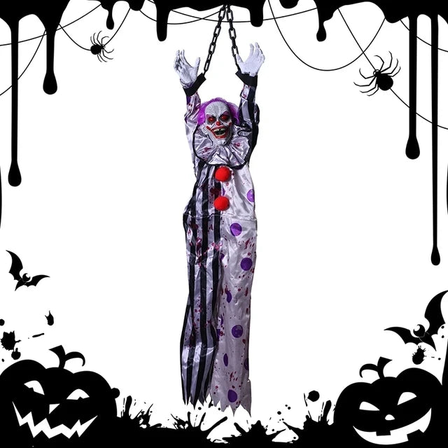 Halloween Animatronics Decoration Hanging Clown Nurse Voice Control Electric Outdoor Scary Clearance Horror Haunted House Props